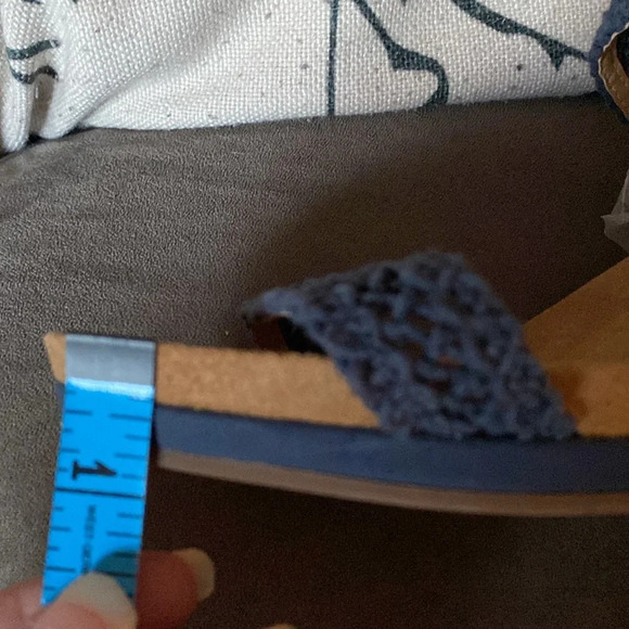 Lucky‎ Brand Crochet Wedge Sandals Navy Blue Leather Woven Crochet Size 8.5 - Picture 10 of 10